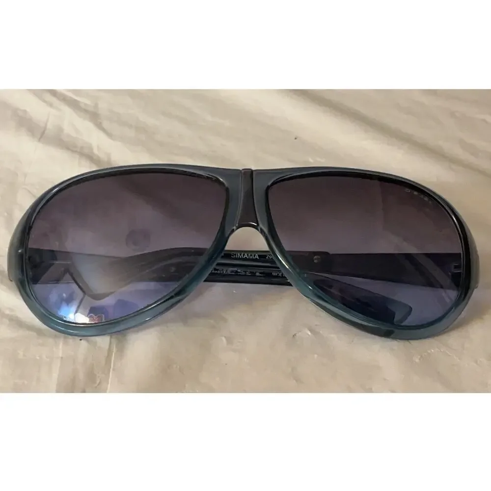 Vintage Diesel SIMAMA Z9IJ Sunglasses Blue Gray Shield Wrap Made In Italy Y2K